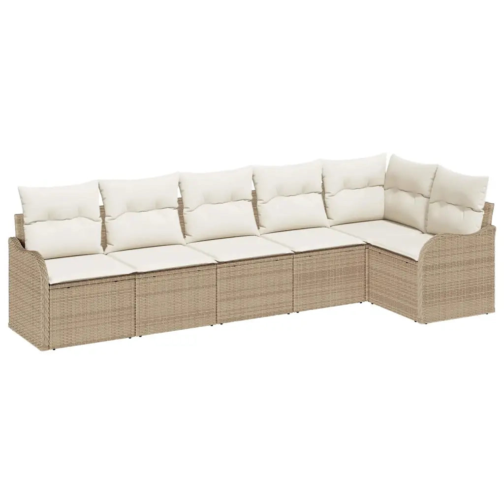 Set Divano da Giardino con archiviazione 6 pcs Beige polyrattan 3354390