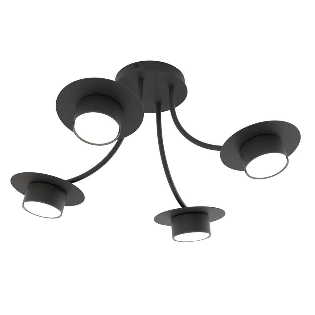 Plafoniera ENSO nera elegante 4 luci GX53 12W Emibig
