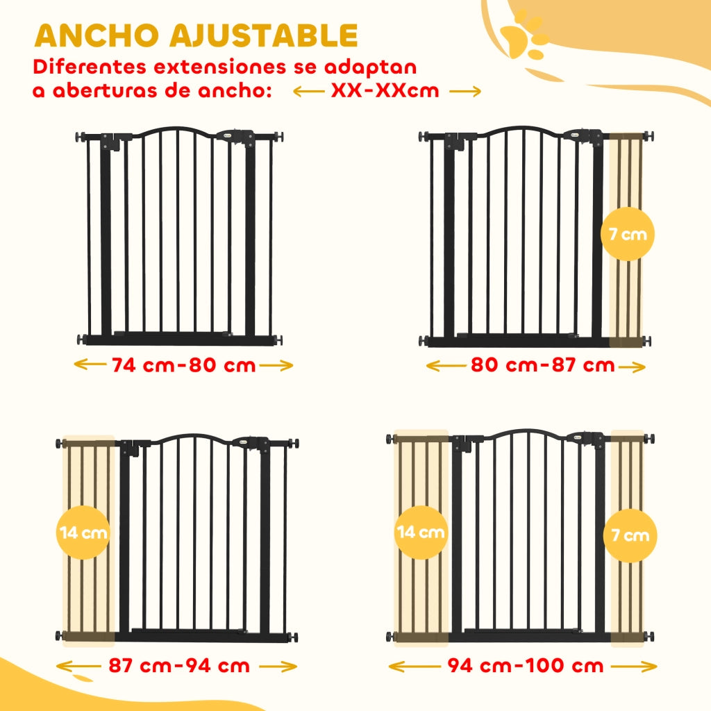 Barriera per Cani Regolabile 74-100 cm con 2 Estensioni ¨C Minimal ¨C Nero