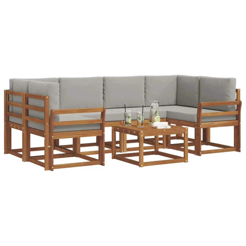 Set di divani da esterno 7 pcs Grigio Naturale e Chiaro 3366079