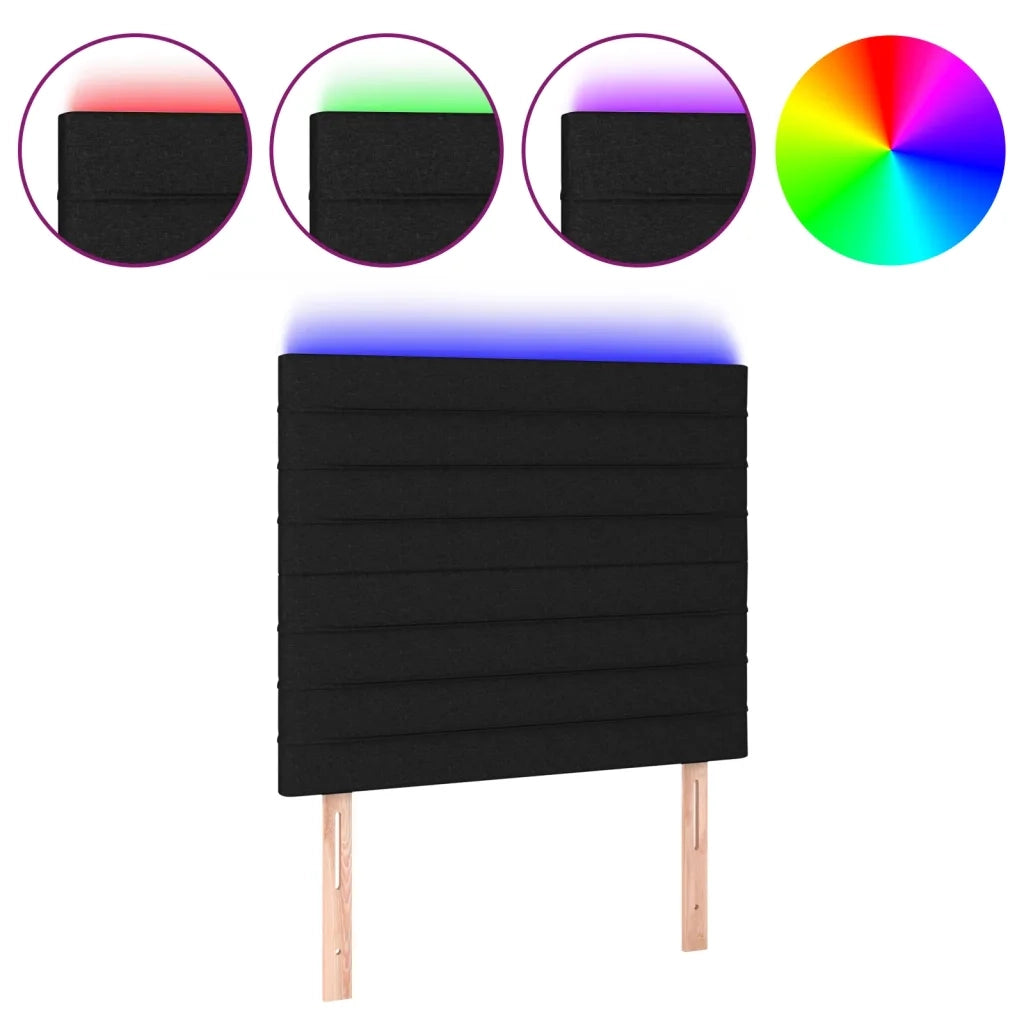 Testiera a LED Nera 80x5x118/128 cm in Tessuto 3122540