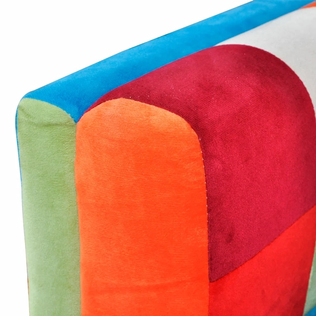 Poltrona | Sedia Relax a Cubo con Gambe Cromo e Design Patchwork in Tessuto