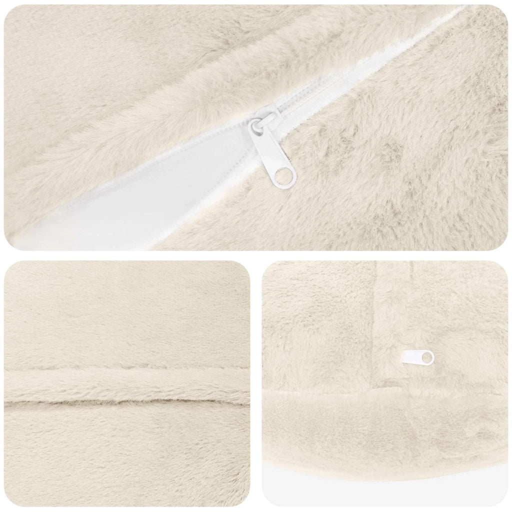 Federa 2 pz HEERLEN Bianco Ø 60 cm Pelliccia di Coniglio Finta 923117