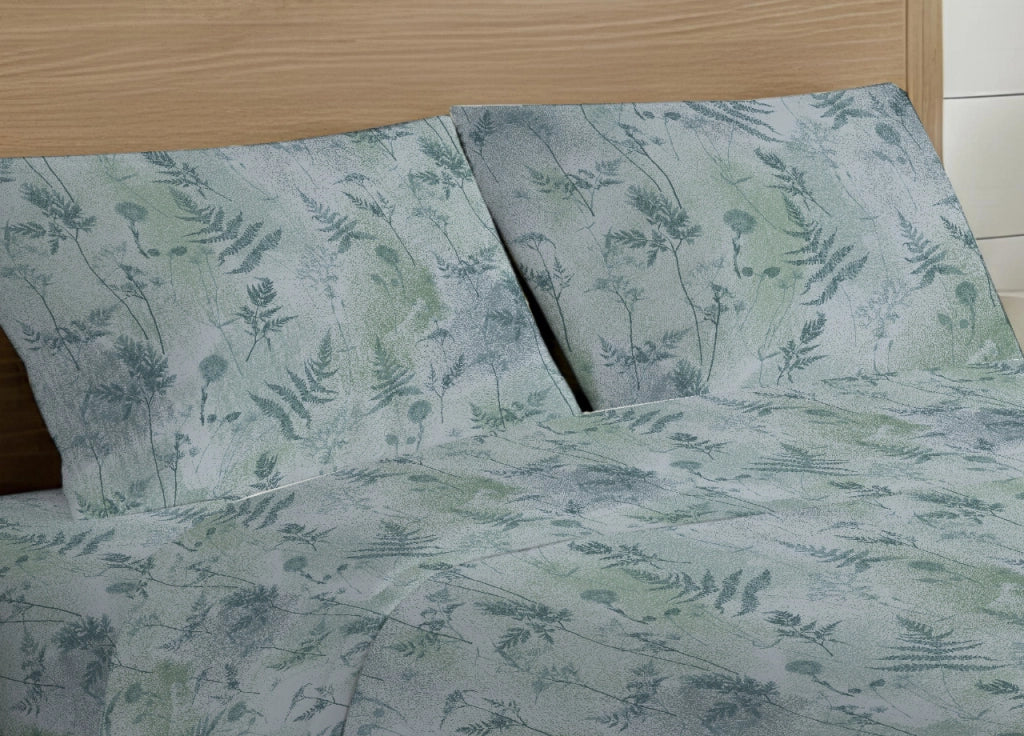 Coppia Federe Cuscino Letto Con Bottoni Laterali 100% Cotone Disegno Soffione GI - Federe - Verde