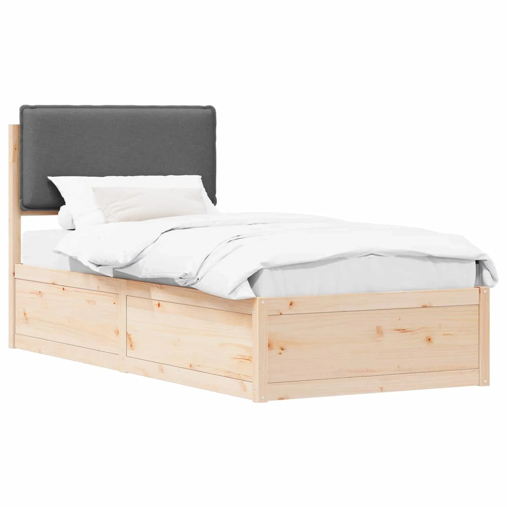 Letto con Testiera Rivestita-Struttura Letto con Testiera Grigio scuro 80 x 200 cm 148839