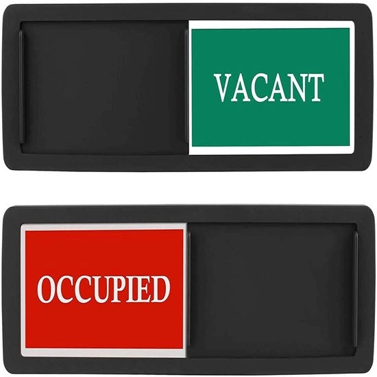 Porta Scorrevole Segno Vacante/Occupato - Resistente alle Macchie - Disegno di Colore Chiara - 18 x 5 cm - Per Bagno/Ufficio - Materiale Premium - Deurbord