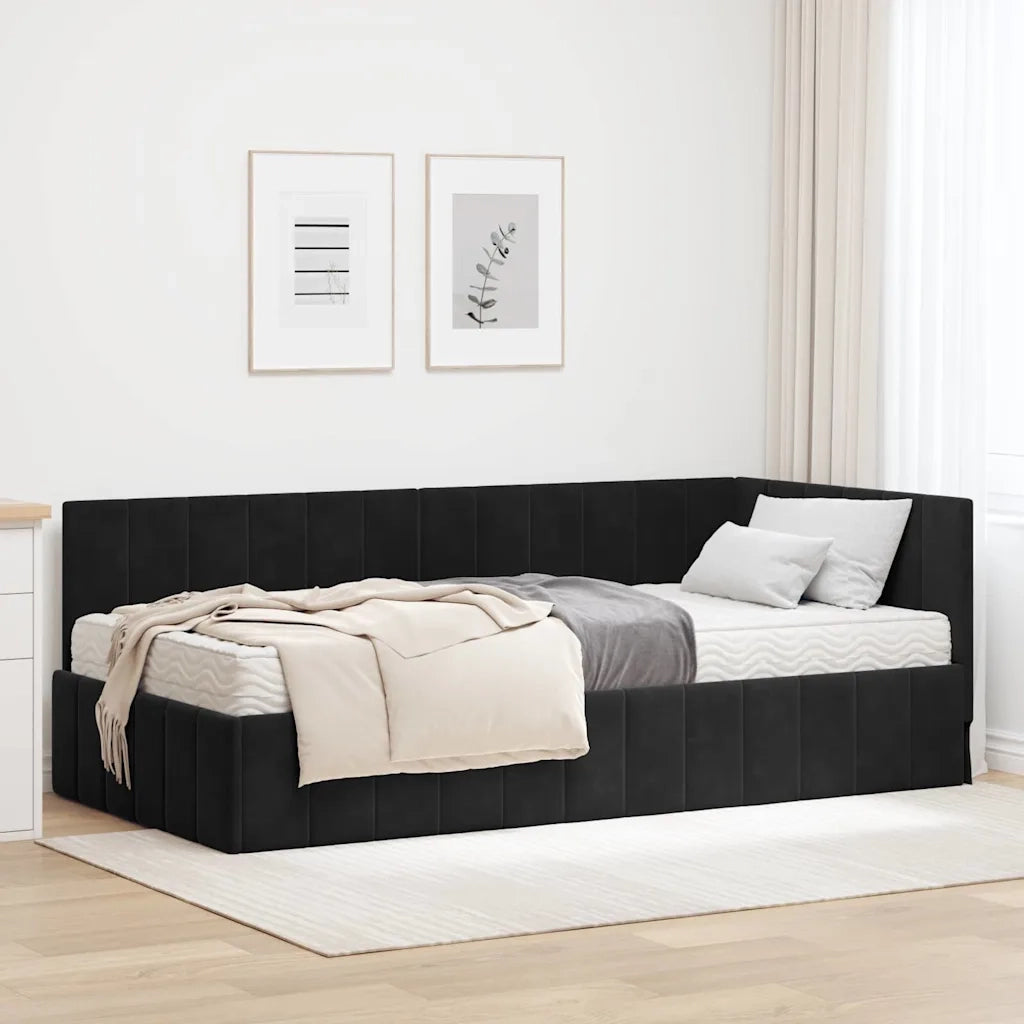 Struttura Letto Angolare con Materasso 2 pcs Nero Velluto 3393863