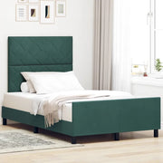 Letto a molle con testiera Verde Scuro 120 x 200 cm Velluto