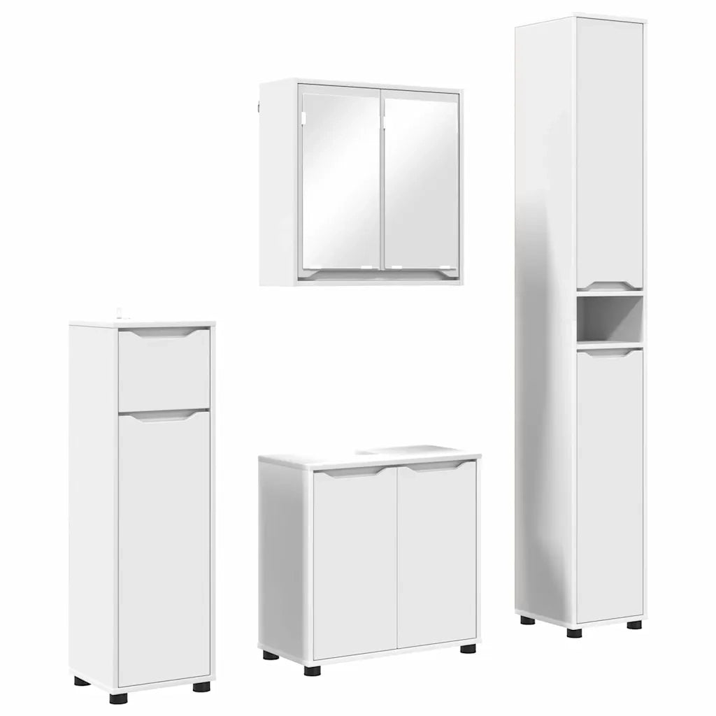 Set di mobili per il bagno 4 pcs Bianco Legno multistrato 3403840