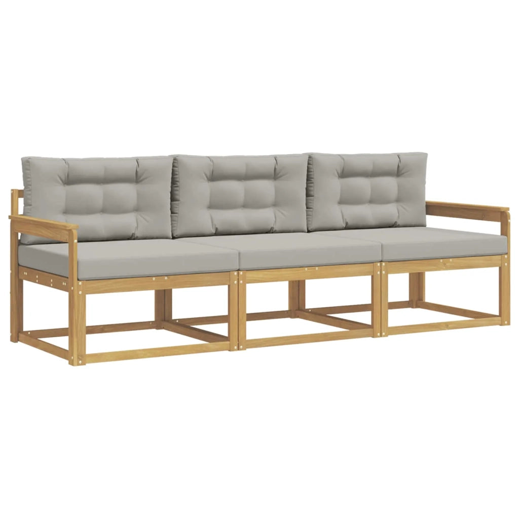 Set di divani da esterno 3 pz Bianco e Grigio Chiaro Poliestere 3385980