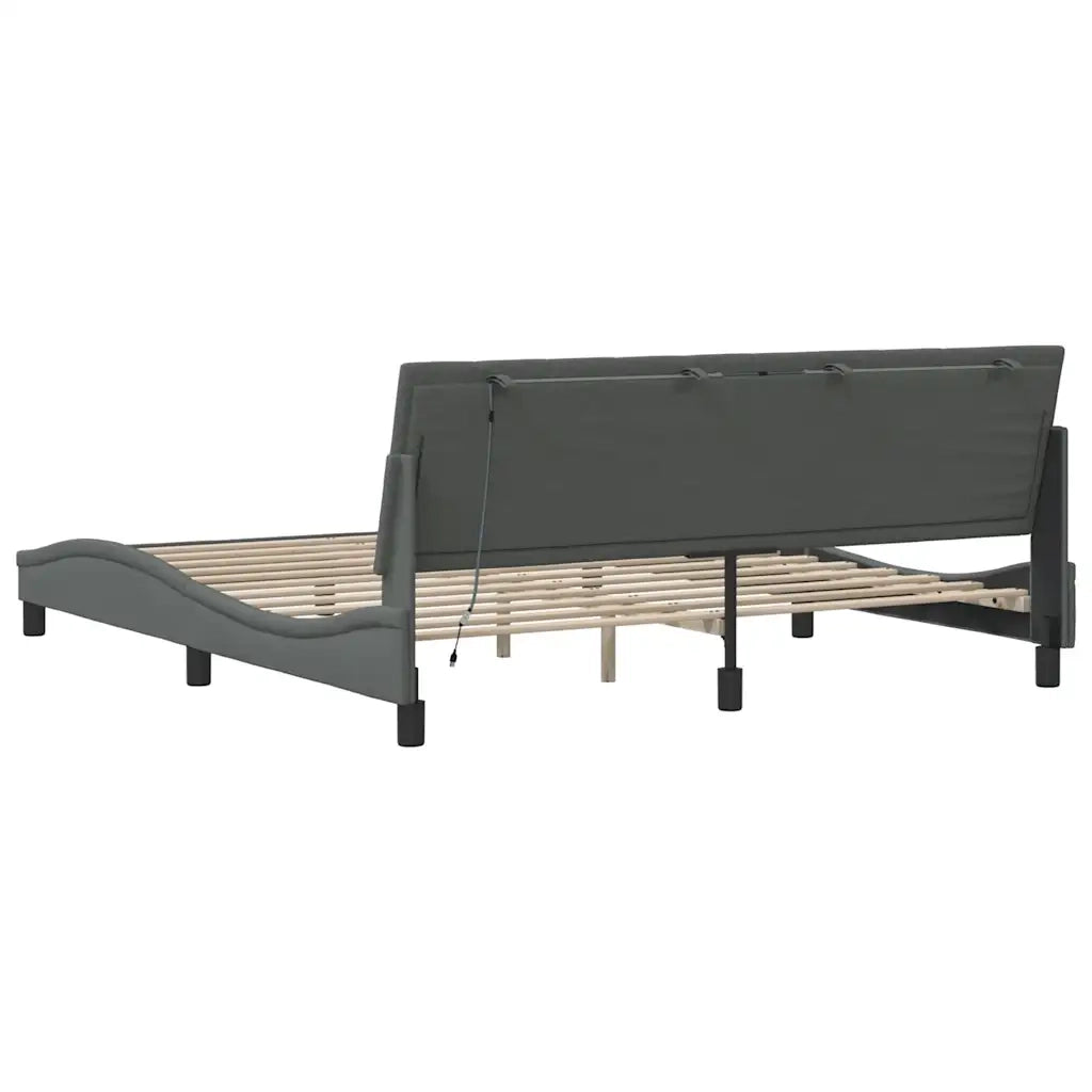 Letto matrimoniale | Letto per adulti | Giroletto senza Materasso Hanko Grigio Scuro 180x200 cm Tessuto