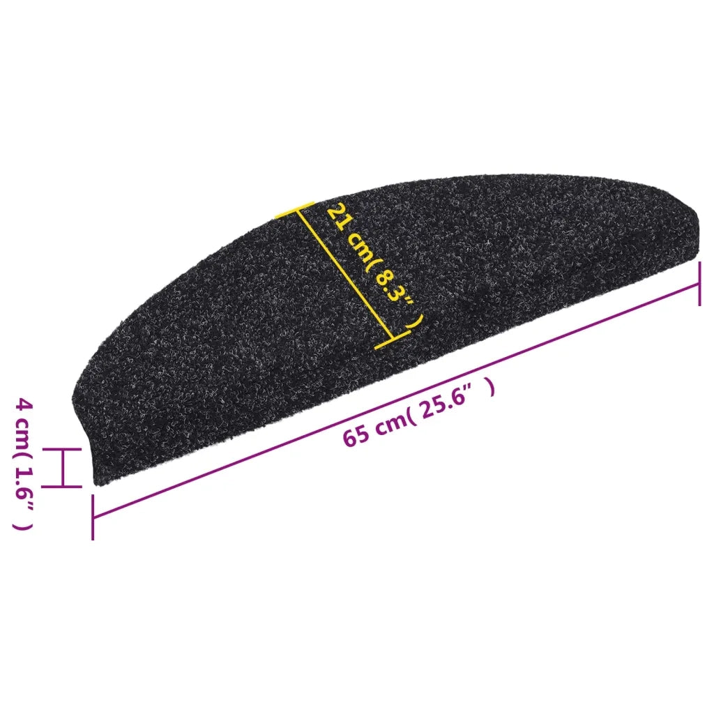 Tappetini per scale autoadesivi 10 pz | Gradini per Scale 65x21x4 cm neri semicircolari grandi