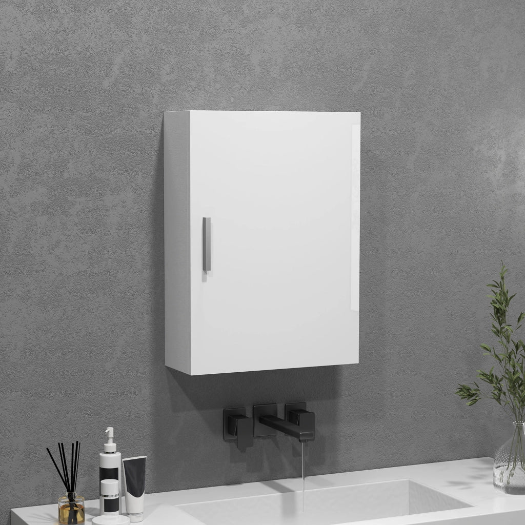 Pensile Bagno a Parete ¨C Xylo ¨C Legno Bianco con 3 Ripiani Regolabili in Vetro, 40x15x55 cm