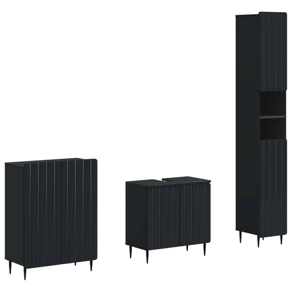 Set di armadietti da bagno in 3 pezzi ZWOLLE Nero 3417433