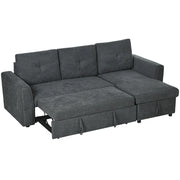 Divano letto 3 posti con chaise longue imbottito ¨C Minimal ¨C Grigio scuro