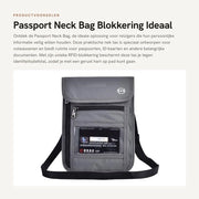 Portafoglio RFID bloccante - Ospita pasaporto/ID - Etui in nylon - Impermeabile/Duraturo - 5 Compartimenti - Cinturino rimovibile - Ospita pasaporto