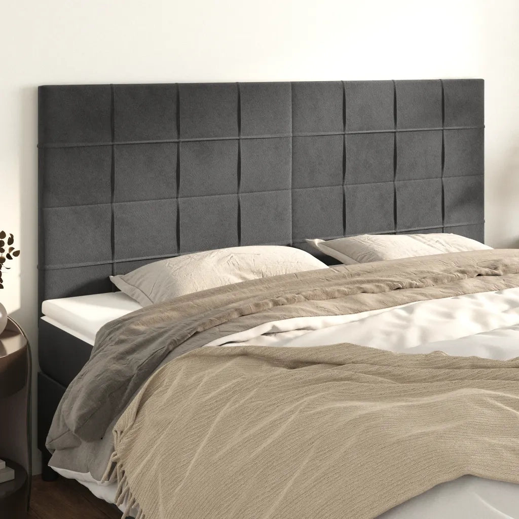 Testiera | Testata Grigio Scuro 180x5x118/128 cm Velluto