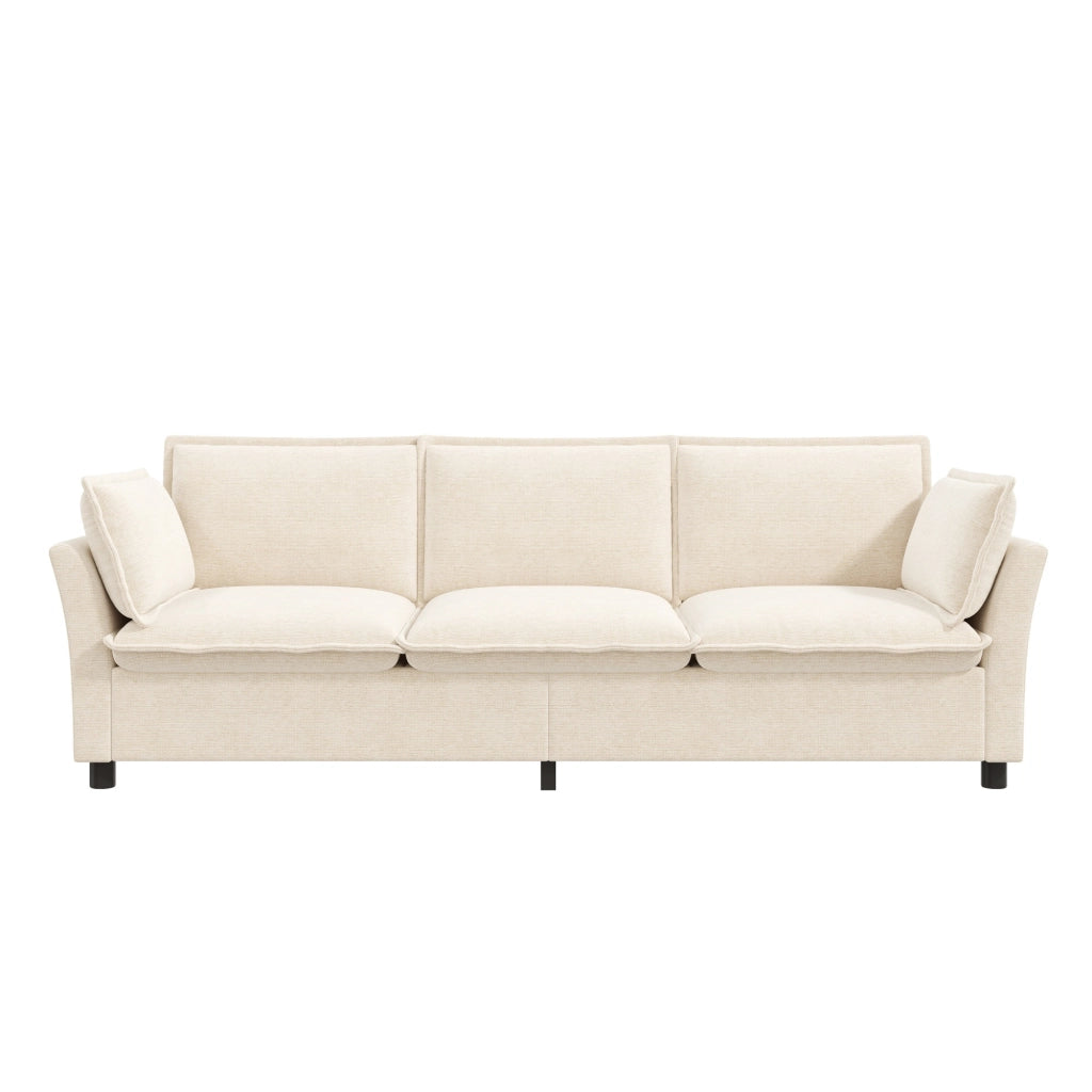 Divano modulare 3-2-1 - con cuscini per braccioli e seduta ampia - in chenille beige