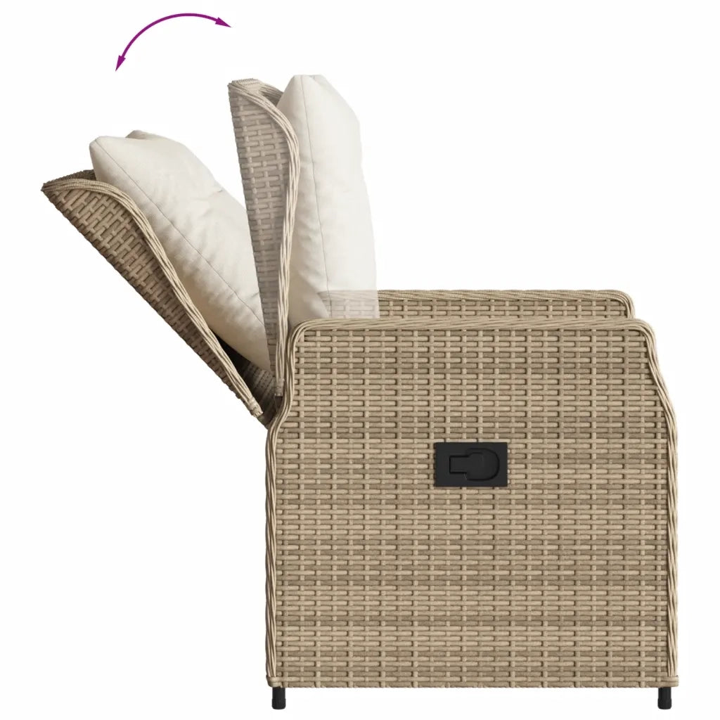 Set da Pranzo da Giardino 9 pz con Cuscini Beige in Polyrattan