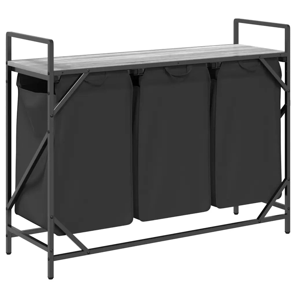 Cesto per la Biancheria 3 Scomparti con Ripiano Grigio Sonoma CFW4581565