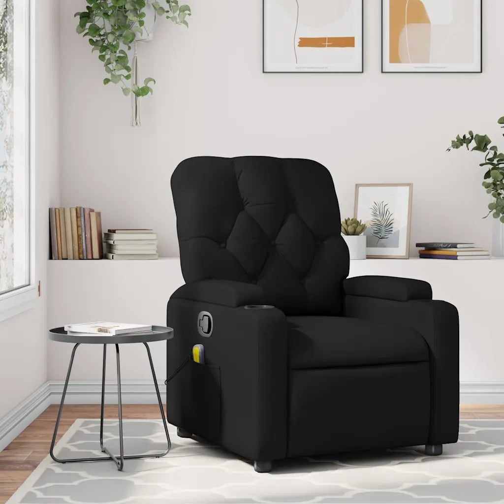 Poltrona reclinabile massaggiante in Similpelle Nera 3205676