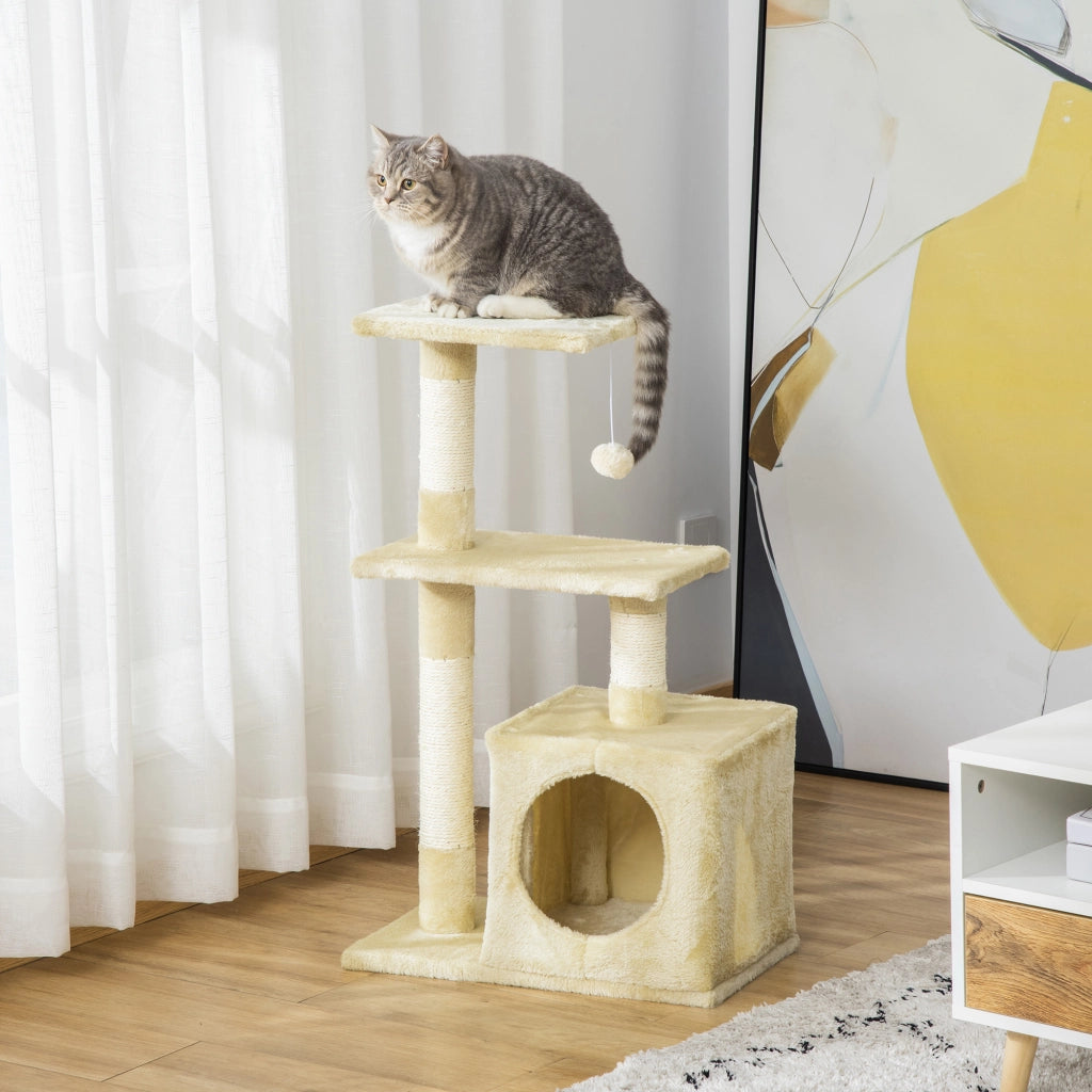 Albero Tiragraffi per Gatti con Cuccia, 50x30x81.5cm