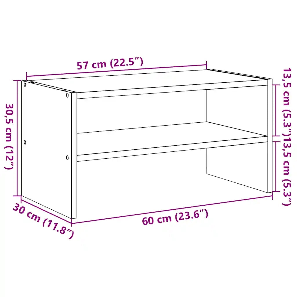 Scarpiera | Mobile per scarpe Impilabile Legno Antico 60x30x30,5 cm