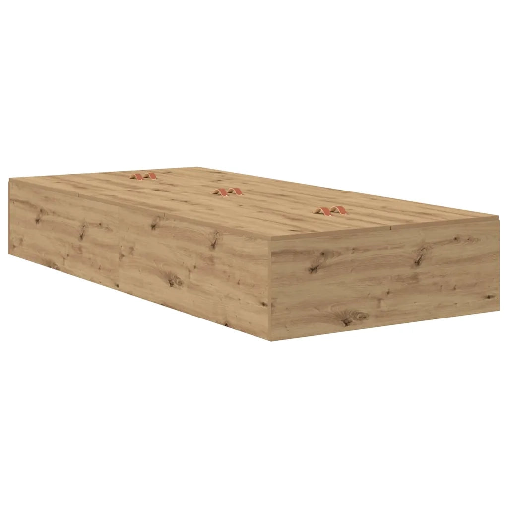 Struttura letto con contenitore-Giroletto con contenitore Rovere artigianale 100 x 200 cm