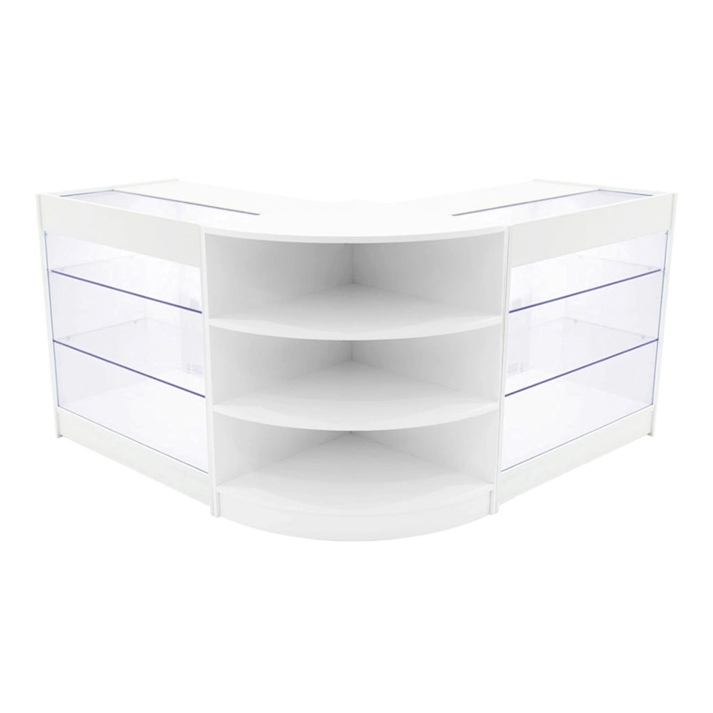 Set Bancone Bianco Apollo LED K900 LM60 con Vetrina Espositiva 3 Ripiani