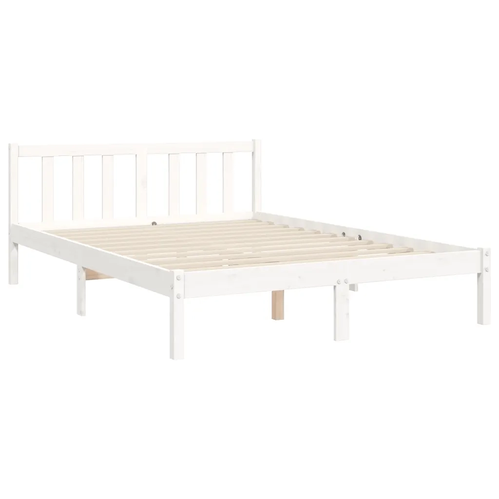 Letto senza Materasso-Struttura Letto Bianco 140x190 cm Legno Massello di Pino 580738