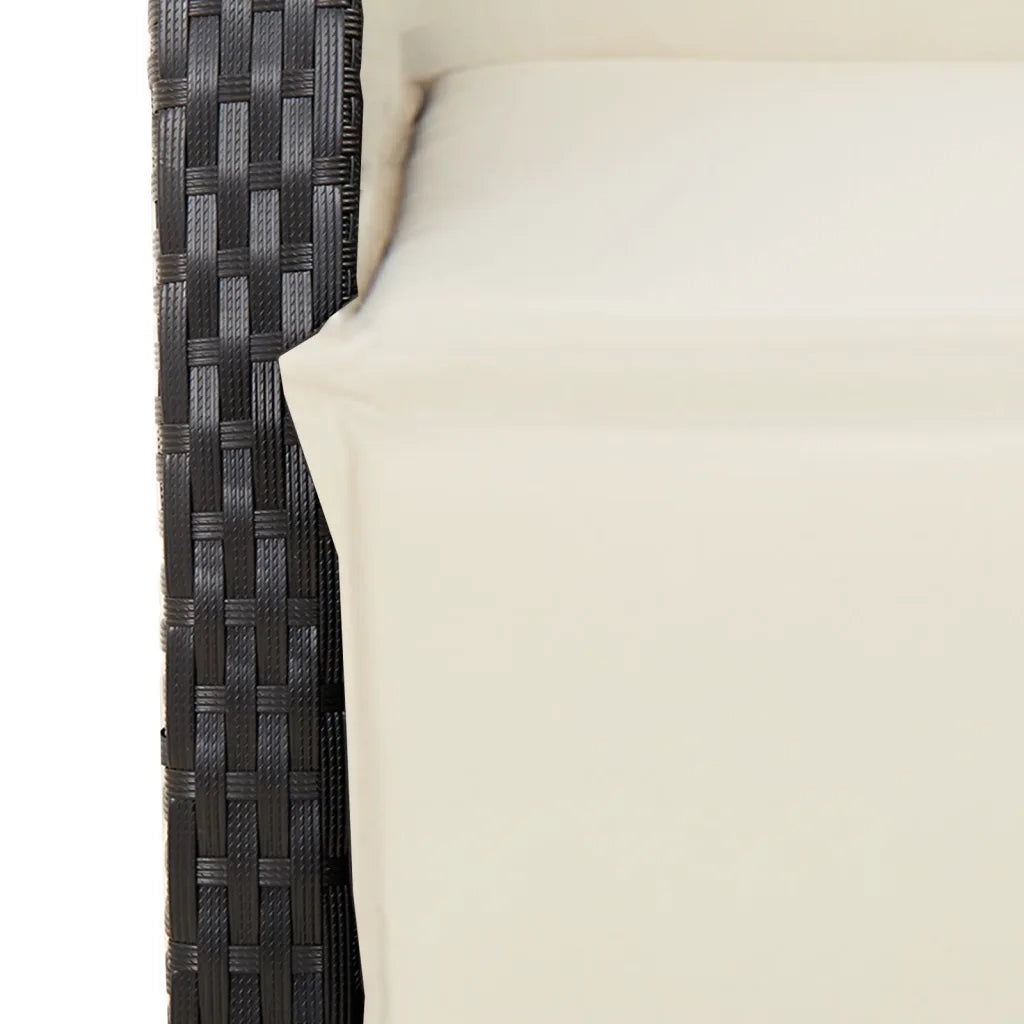 Set da Pranzo da Giardino 7 pz Nero con Cuscini in Polyrattan 3212903