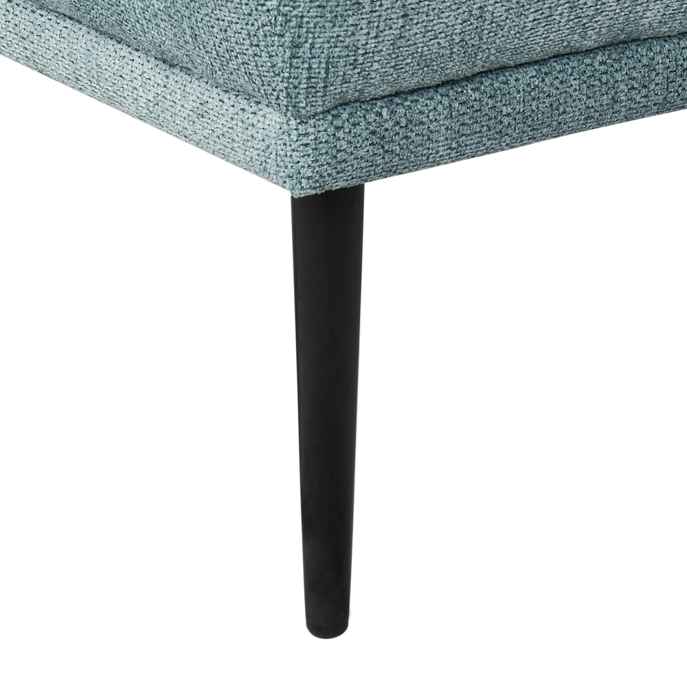 Chaise longue con cuscino in tessuto blu lato sinistro stile retrò