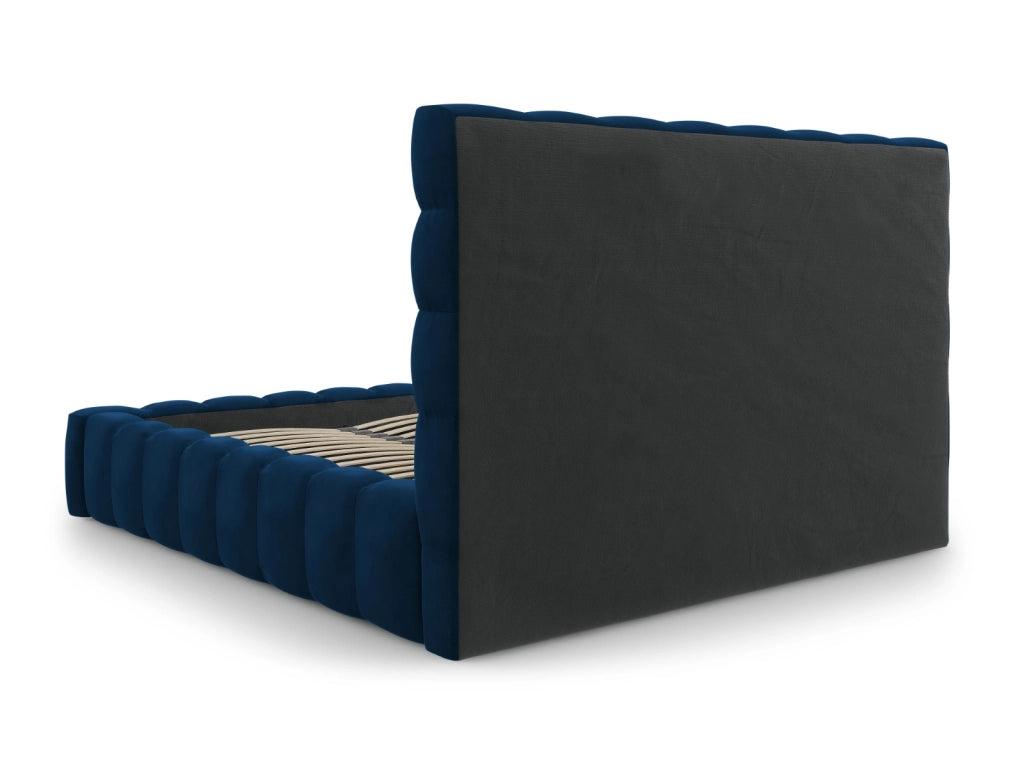 Cosmopolitan Design - Letto a cassettone con testiera "Bali" 160x200cm in velluto blu reale 
