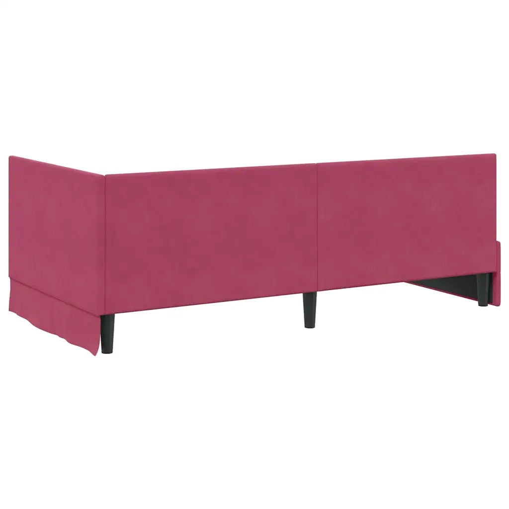 Cornice del letto ad angolo Rosso Vino 90 cm x 200 cm Velluto