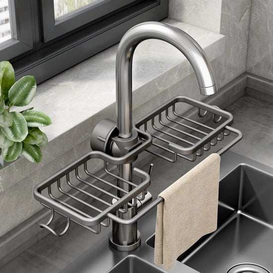 Raccoglitore per rubinetto cucina - raccoglitore per lavastoviglie sotto il lavandino - raccoglitore per lavastoviglie per verdure - contenitore per spugne, panno per pulizia e scarico - raccoglitore per asciugamani per bicchieri