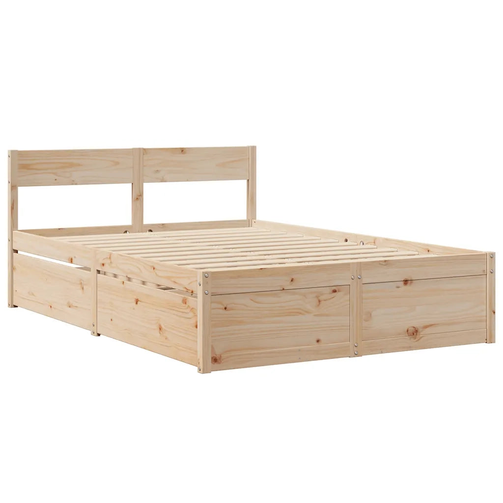 Letto senza Materasso-Struttura Letto 135x190 cm in Legno Massello di Pino 629081
