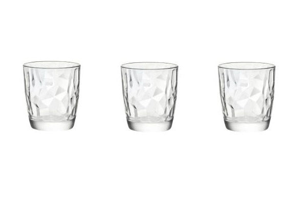 Set 3 Bicchieri Bicchierini caffè liquore in vetro diamond 8,5 cl bormioli