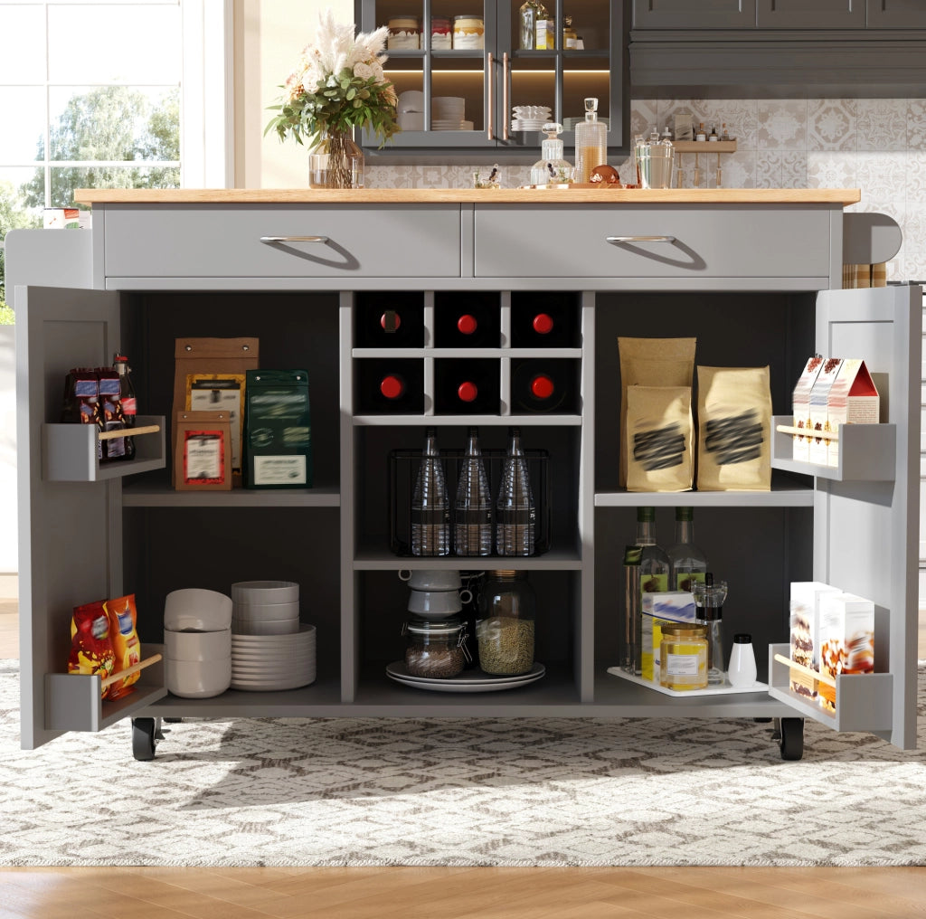 Carrello da cucina 102x45 cm; con ruote e ripiani regolabili; MDF; grigio