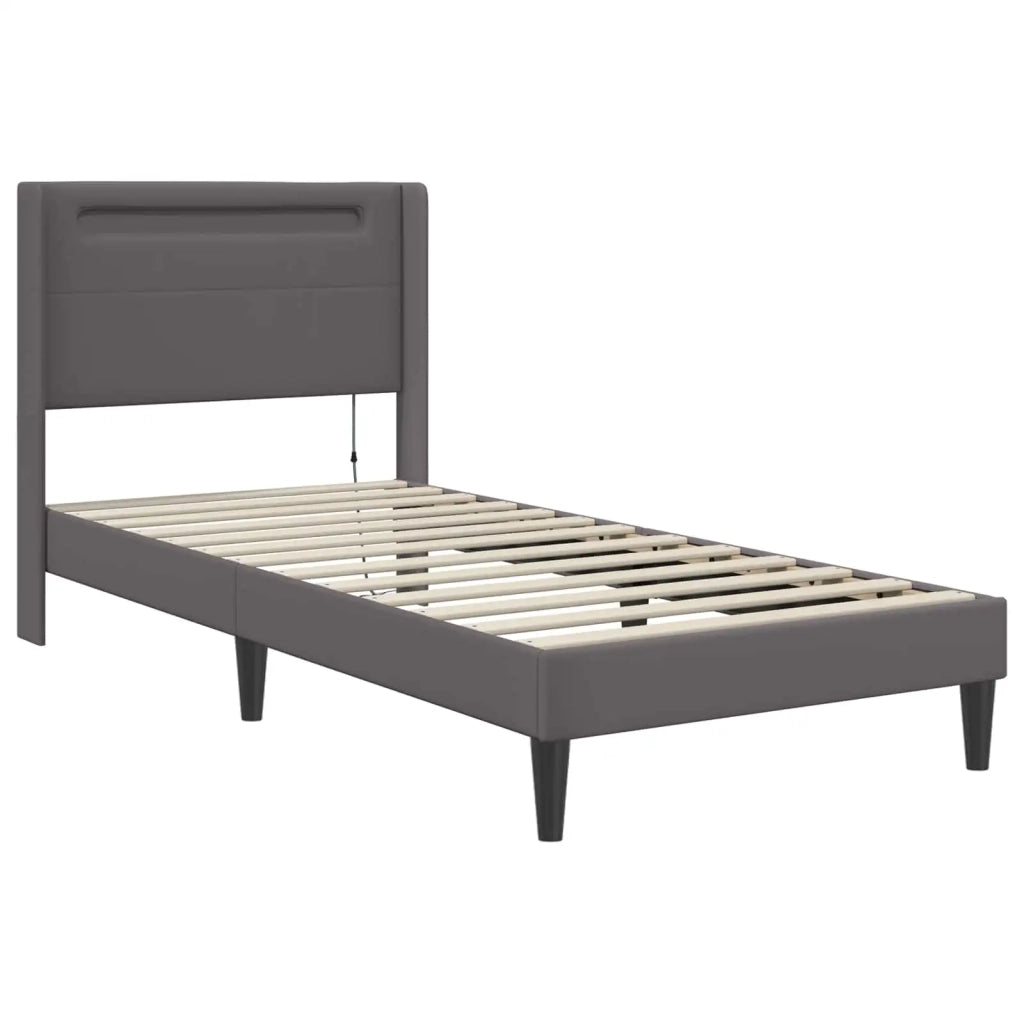 Struttura letto con materasso-Giroletto Grigio 90 x 190 cm Similpelle
