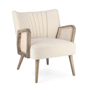 Poltrona Imbottita con Braccioli in Legno e Rattan - FLORENCE