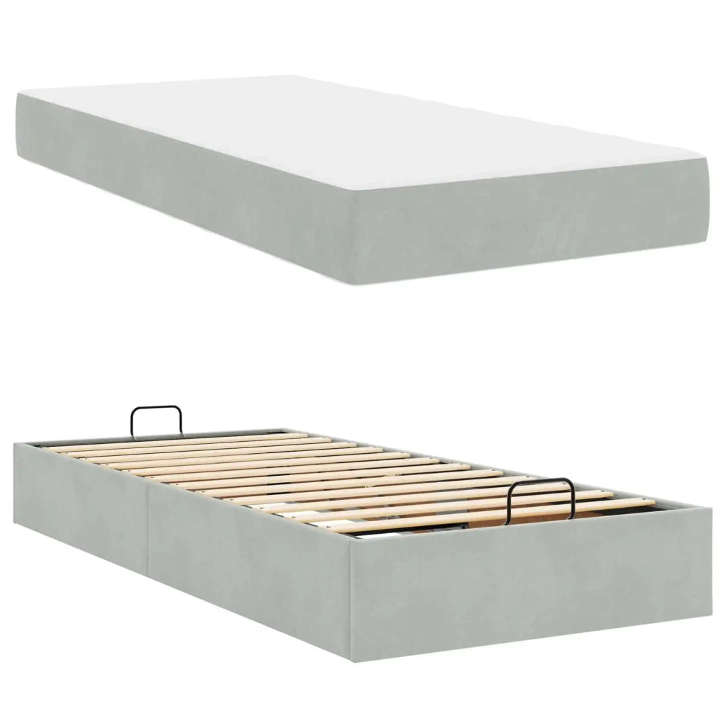 Struttura letto con materasso 2 pcs Grigio chiaro Velluto 3399522
