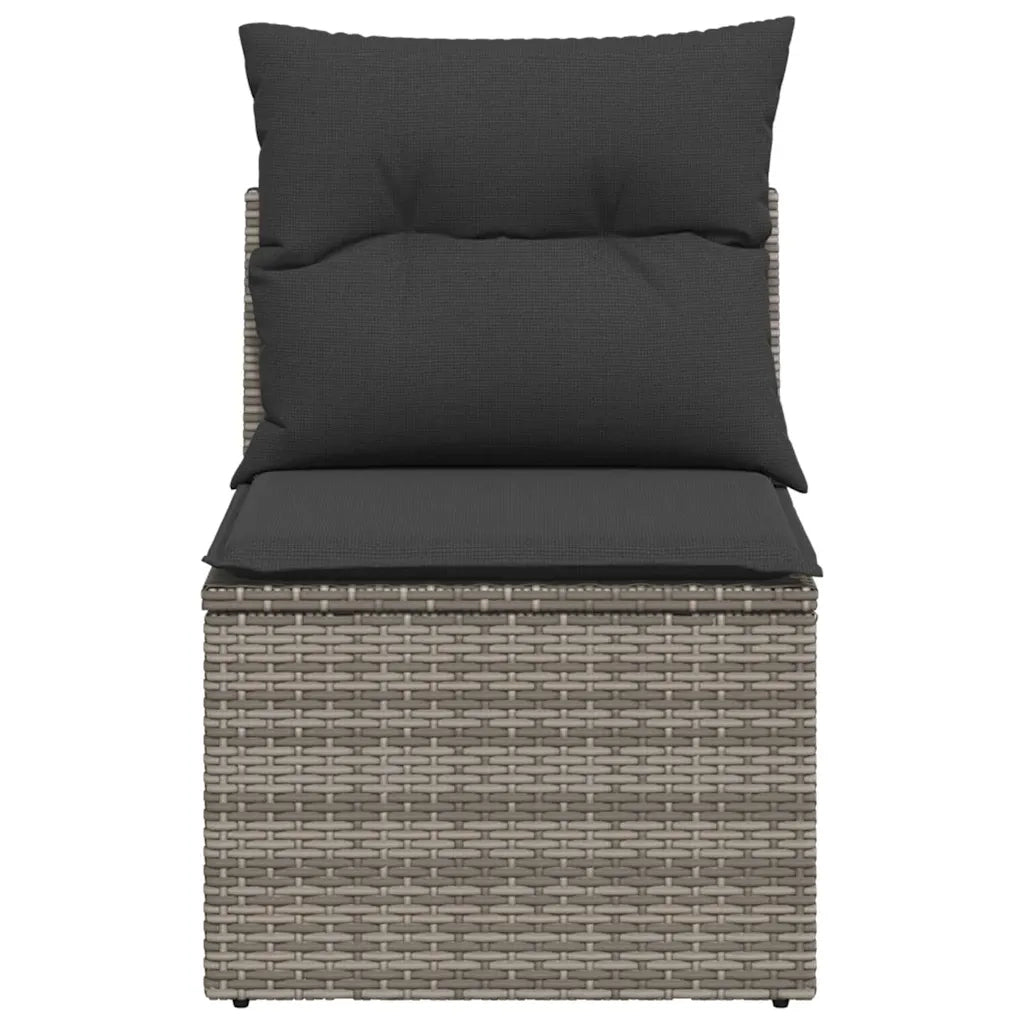 Sedia Giardino Senza Braccioli con Cuscini Grigio in Polyrattan 366135