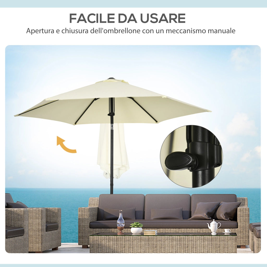 Ombrellone da Giardino 2.7x2.5 m ¨C Minimal ¨C Poliestere e Metallo, Beige e Nero