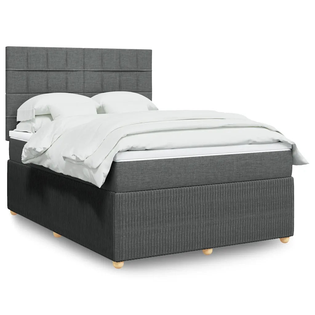 Giroletto a Molle con Materasso Grigio Scuro 140x190 cm Tessuto