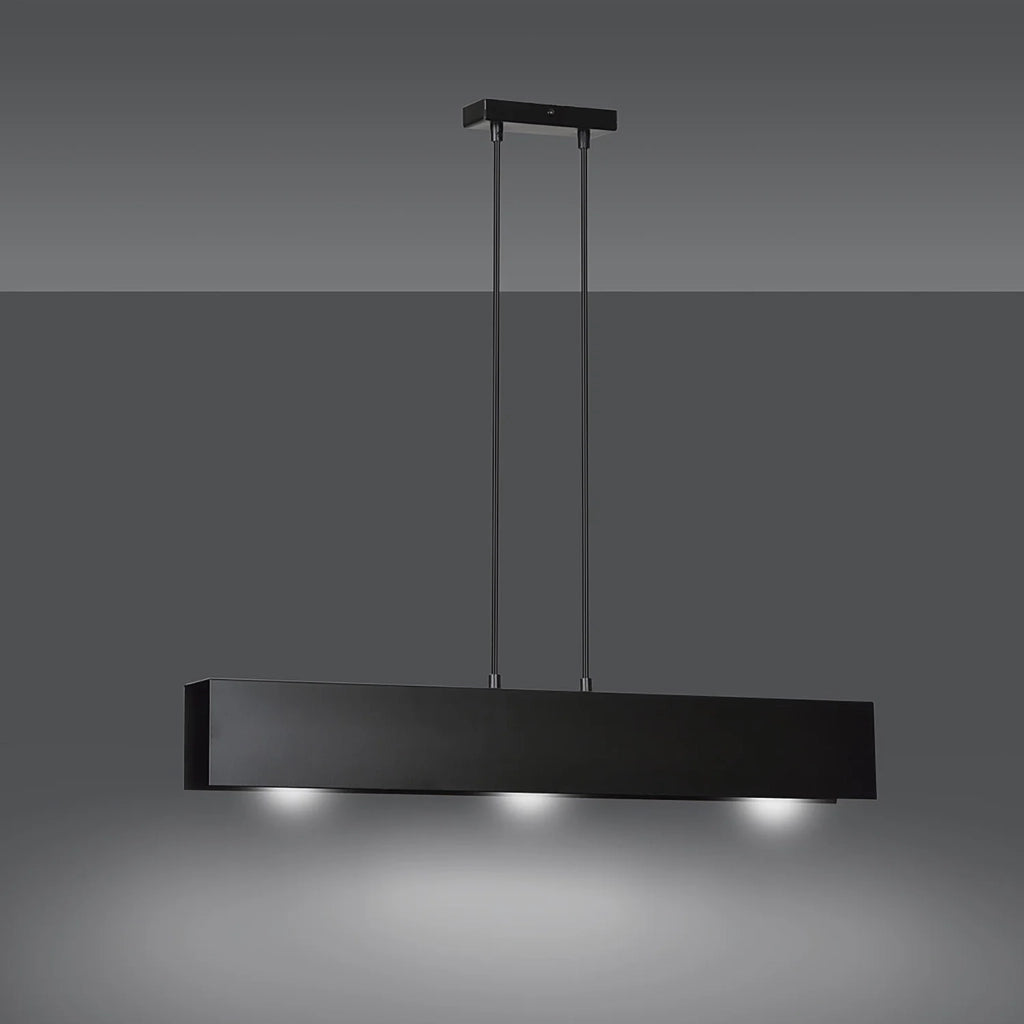 Lampadario Moderno 3 Luci Hachiman In Acciaio Nero