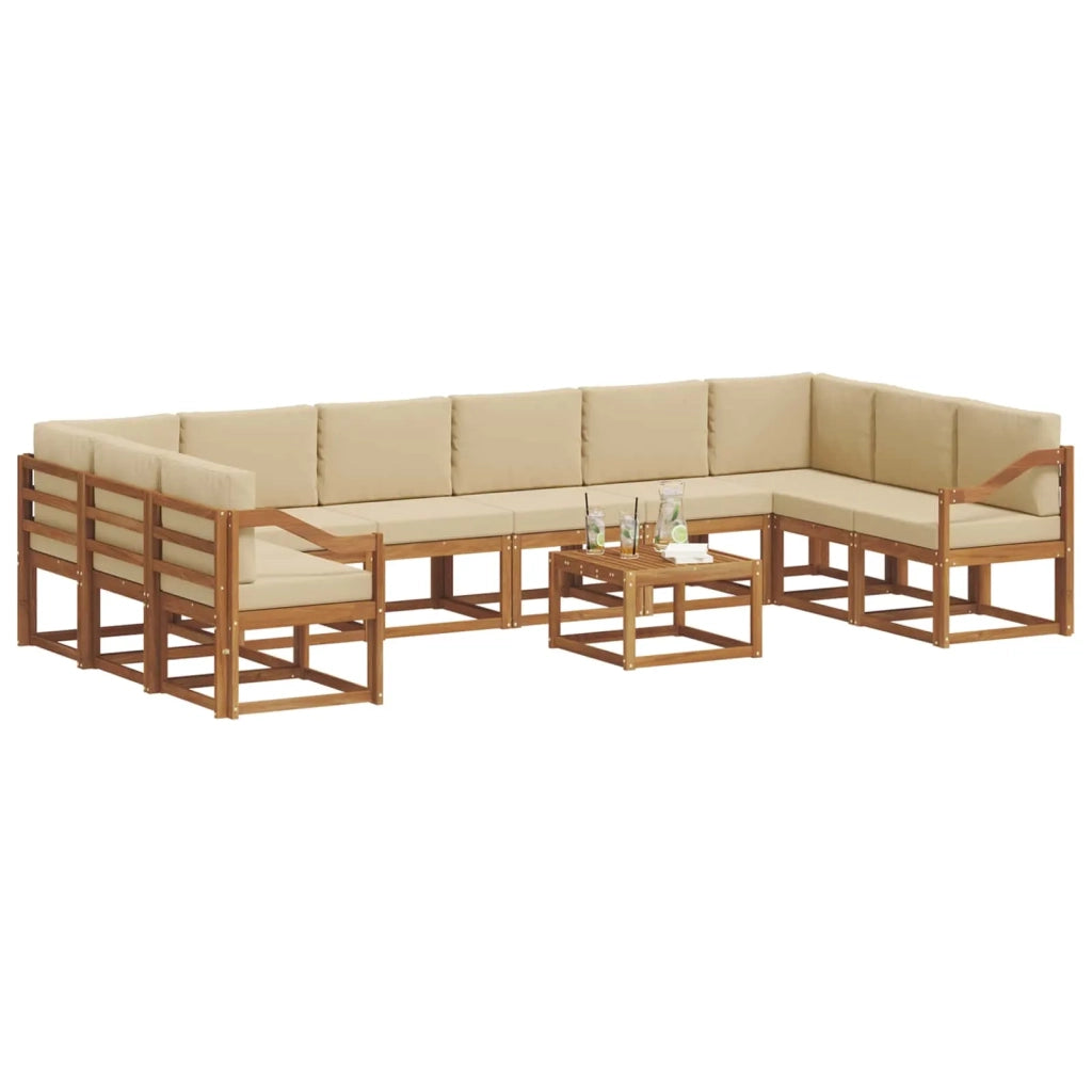 Set di divani da esterno con cuscino 11 pcs Naturale e Beige 3367106