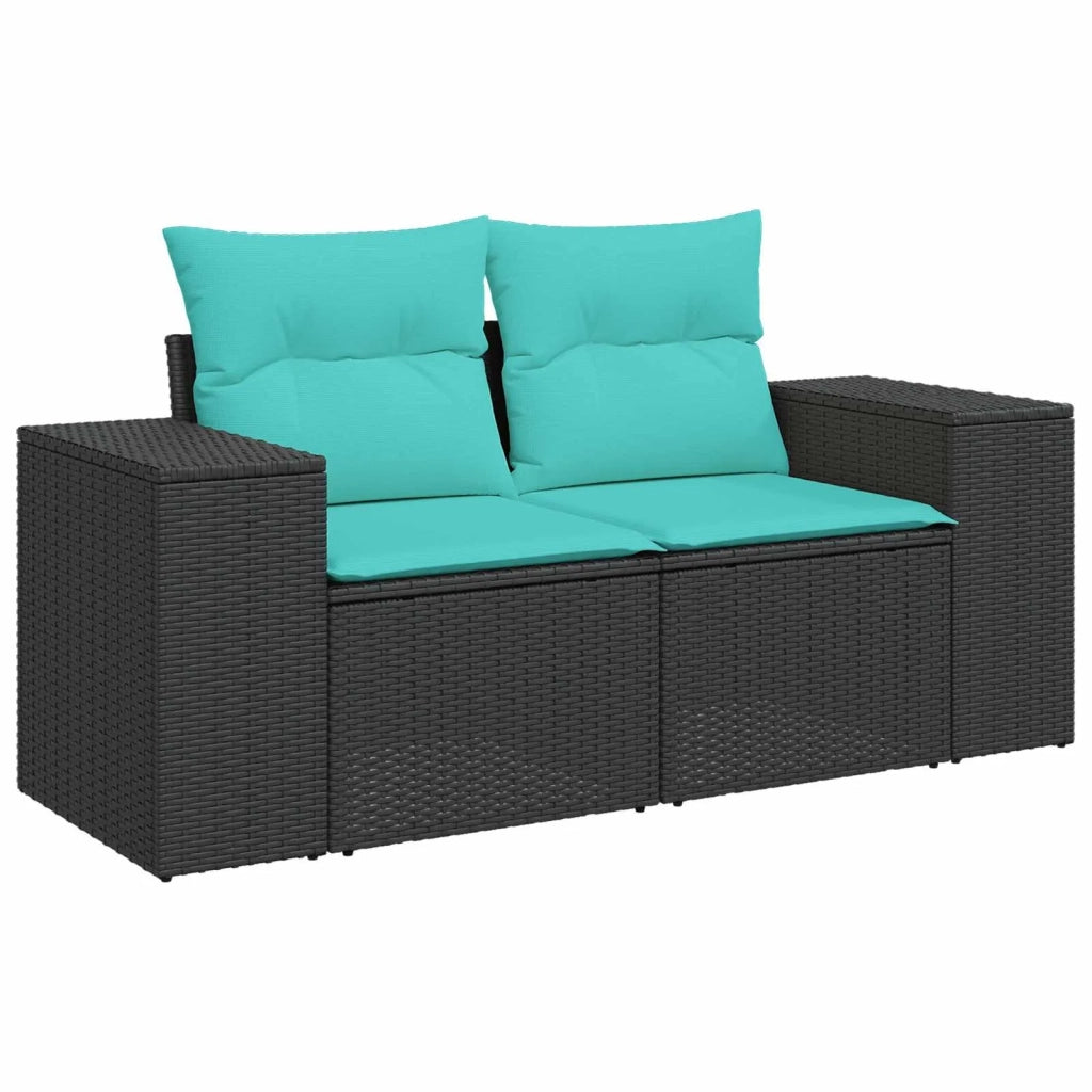 Set di divani 8 pz Nero e Blu Rattan sintetico e Acciaio 3448484
