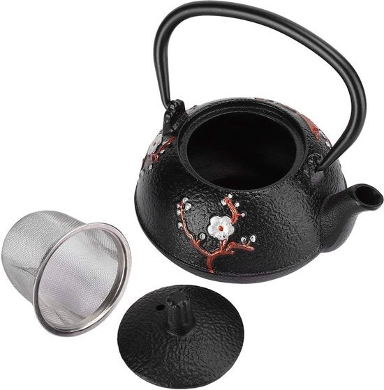 Tea Set a Doppio Strato - Theeiera con Filtro - Acciaio Inossidabile - Resistente allo Sfregamento - Forma Elegante - Decorazione per la Cerimonia del Tè