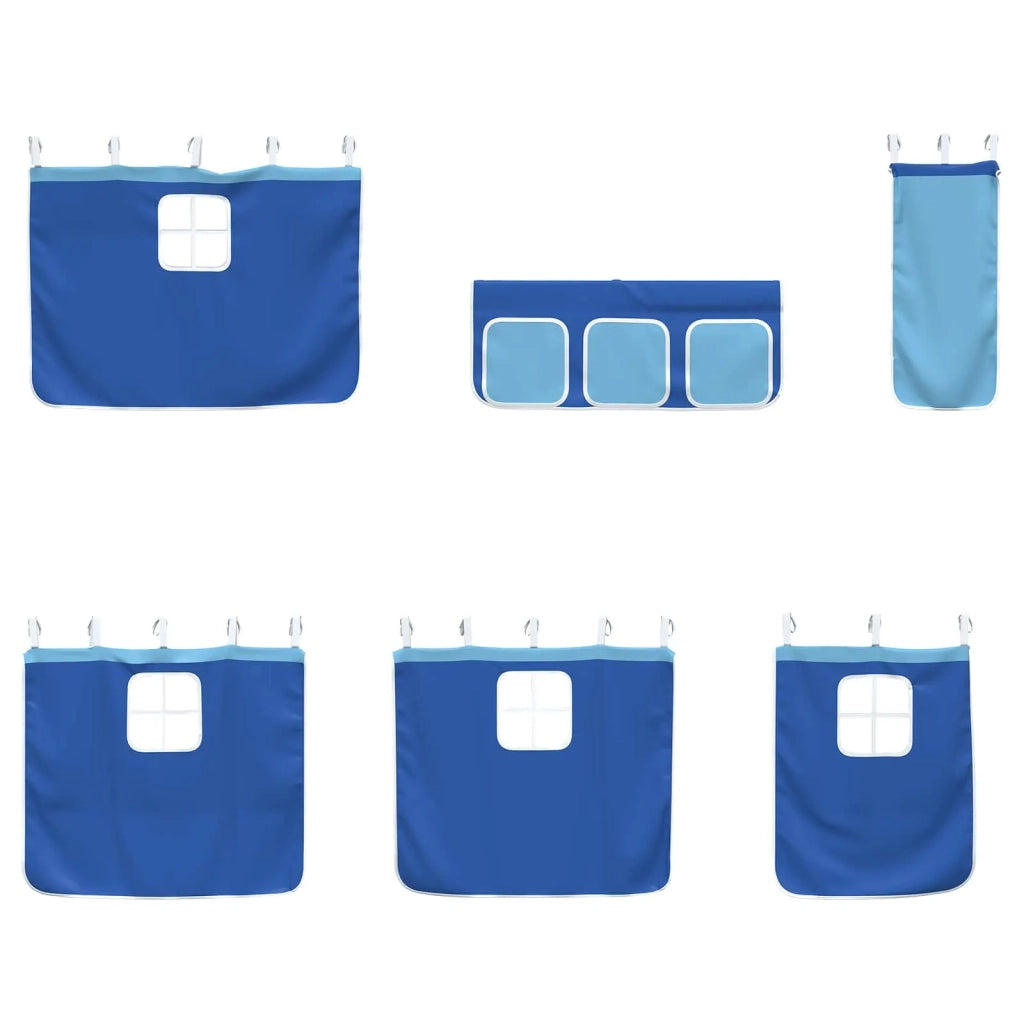 Struttura del Letto Loft per Bambini con Tendine-Giroletto per bambini Bianco e Blu 757171