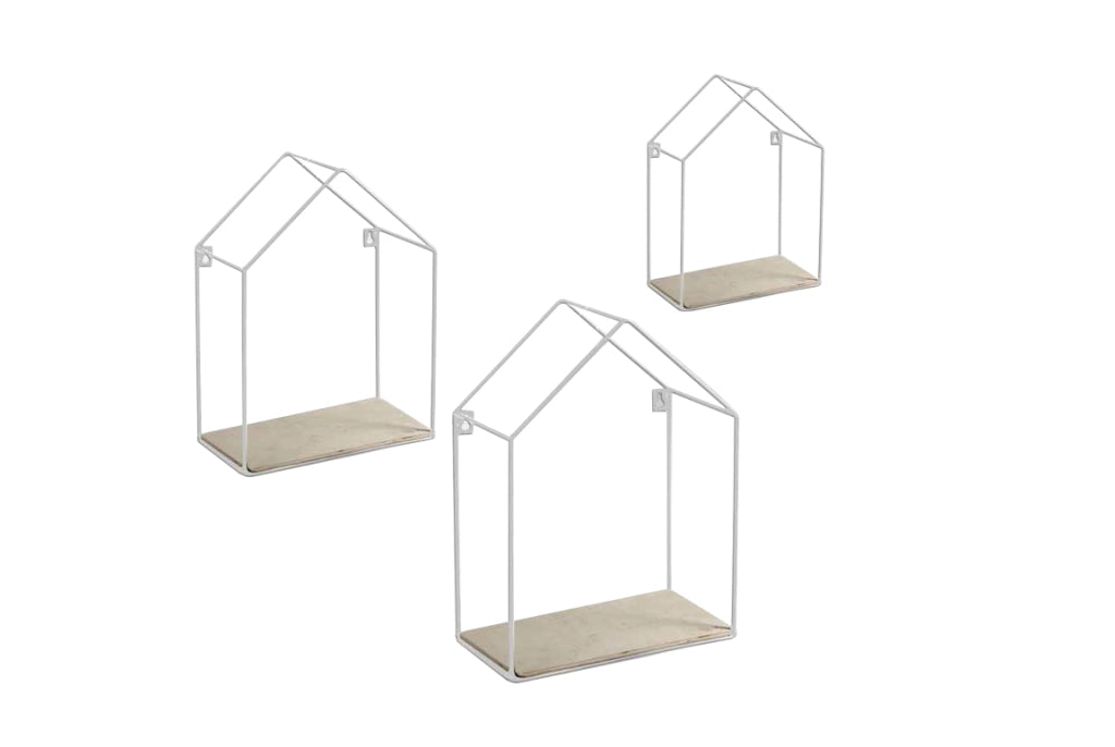 SET 3 BACHECHE STILE INDUSTRIAL 20-15CM CON DESIGN CASETTA STRUTTURA BIANCA